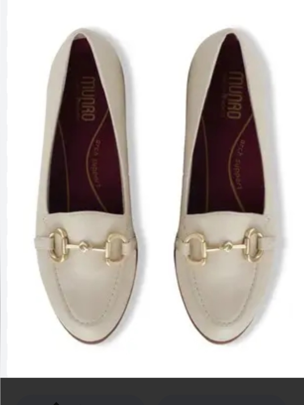 Munro Tanya Cream Leather Loafers with Gold Horsebit Size 7.5m Like new!